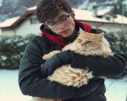 He is an animal lover and fond of cats.